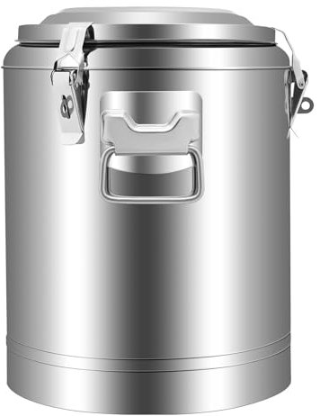 20L Große Isolierter Suppentopf, Profi Gastro Transport Thermobehälter Edelstahl Frühstücks Suppentopf mit Seitlichen Tragegriffen und Deckel mit Gummiring Spannverschluss