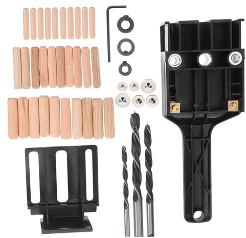 SHINEOFI Localizador de Agujeros Autocentrante para Carpintería, Plantilla de Perforación de Espigas, Posicionamiento Preciso, Acero y Madera, 1 Set para Muebles