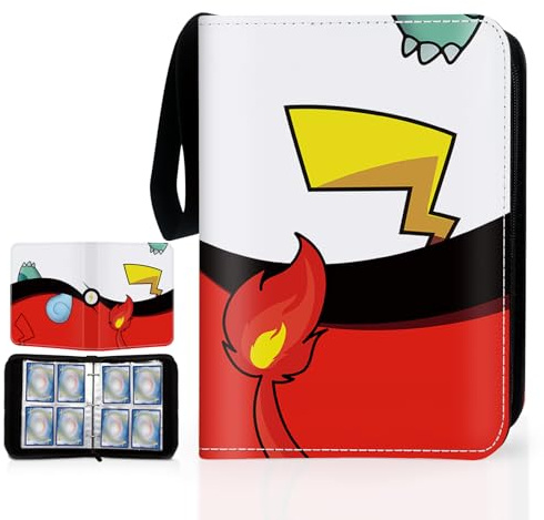 SALUOKE Album de Cartas Coleccionables 4 Bolsillos, 50 Páginas 400 Bolsillos Carpeta de Tarjetas con asa de Transporte, Álbum de Colección de Tarjetas Impermeable, Regalo para Niños Niñas