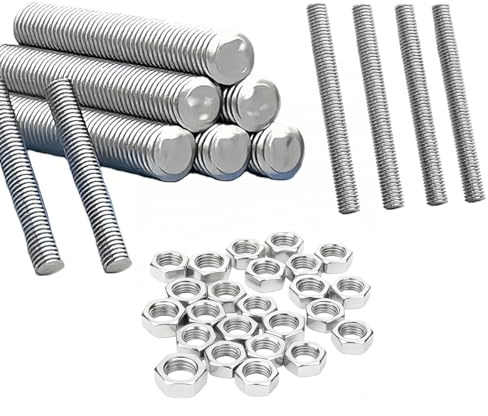 Gewindestange M8 304 Edelstahl Rostfrei - 12 Stück M8x100mm Gewindestangen + 24 Stück M8 Muttern - Vollgewinde für DIY, Maschinenbau, Möbelmontage - Korrosionsbeständig, Langlebig, Glatte Kanten