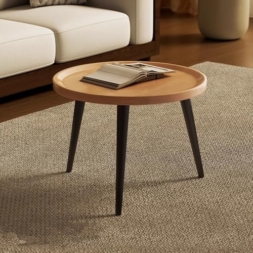 Mesa auxiliar redonda, mesa auxiliar baja, tablero de MDF y acero al carbono, duradera, impermeable, resistente a los arañazos, combinación flexible de mesas altas y bajas para sala de estar