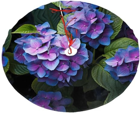 Jupe de sapin de Noël imprimée hortensia violette de 76,2 cm – Décoration de fête de Noël et de Nouvel An
