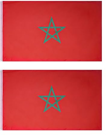 AIRTILY 2 Drapeaux Nationaux Marocains, Drapeaux Nationaux De 90X150Cm, Décorations De Fête, Adaptés À La Suspension À L'Extérieur Et À L'Intérieur.