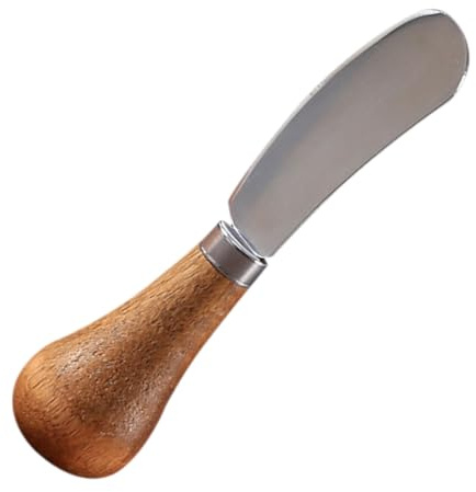 BESPORTBLE Couteau à Beurre et Fromage en Acier Inoxydable Manche en Bois, Spatule à Confiture Pratique pour Tartines, Coupe-fromage Multifonction Cuisine, Ustensile de Découpe Solide