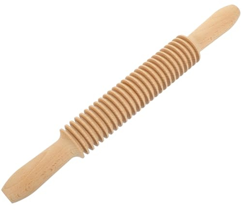 TIDTALEO Rodillo de Repostería de Madera de Haya Corte Enrejado 4 Mm, Herramienta para Hacer Espaguetis y Pasta, Cortador de Fideos para Cocina y Hogar, Rodillo de Masa para Hornear