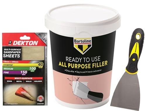 Plaster, Wood & Wall Filler 600g + 3 Filling Tool & Sandpaper – Wall Repair Kit & Filler for Crack, Hole & Gap Repair on Plaster, Plasterboard & Wood (600)