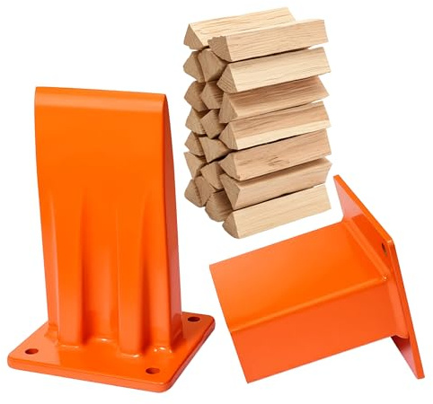 Relaxdays Divisor de leña Manual Acero, 12 x 8 x 7 cm, cuña para Partir leña, para Chimenea y Estufa, Naranja