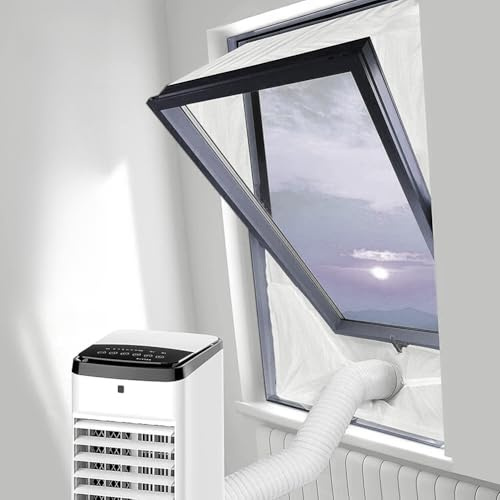 GLOBALHUT Sellado de ventanas para aire acondicionado móvil, kit de sellado de ventana portátil, para junta de aire acondicionado, para techo o marco oscilante para ventanas con circunferencia de 380