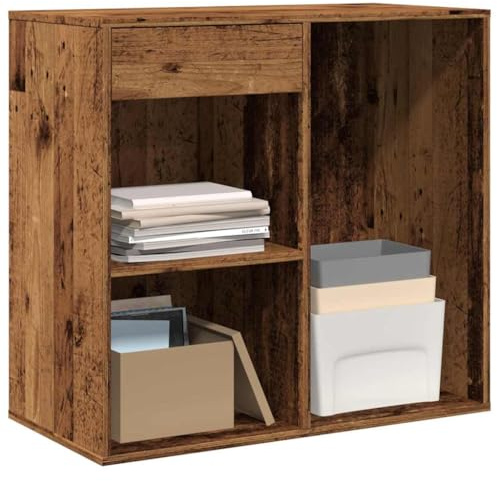 Zeiquah Armadietto cosmetico effetto legno anticato, 80 x 40 x 75 cm, con cassetto e scomparti, per bagno, soggiorno, corridoio, ufficio, organizer