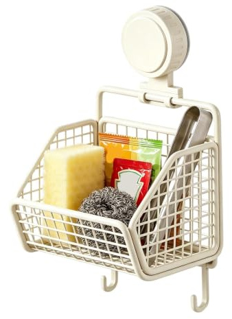 Väggkorg rostfri borrfri sugpropp med | Dekorativ korg köksförvaring för hushållet badrum dusch vardagsrum snacks toalettartiklar och borste