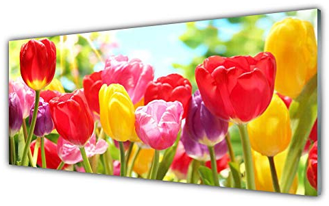 Tulup Acrylic Glass Print 125x50cm Wall Art - Wall Picture Plastic Acrylic Glass - Tulips Floral