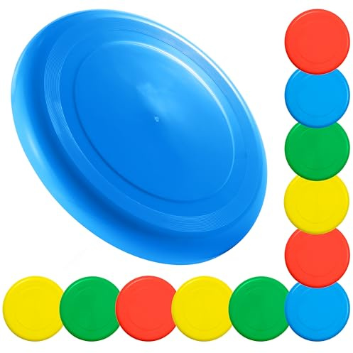 Bramble - 12 Pack 9 Frisbee Flying Disc Saucers for Kids & Adults Outdoor Fun Play Activity - 3 Assorted Colours, 23cm