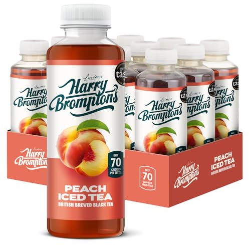 Harry Brompton's London Ice Tea. Made with Real Black Tea and Peach Juice. 70 Calories, No Artificial Sweeteners, Antioxidant-Rich and High in Vitamin C. 500ml (Pack of 12).