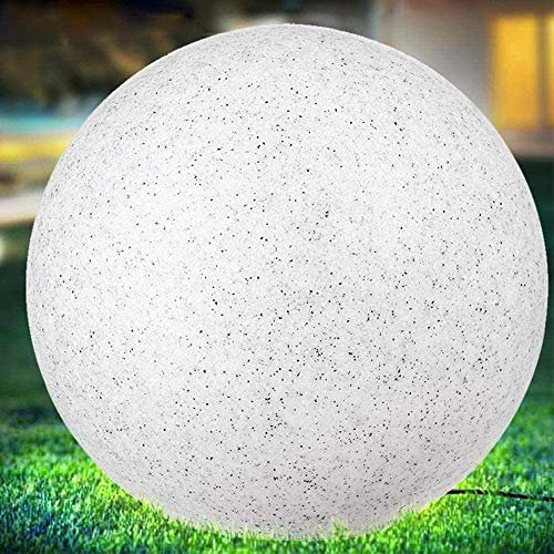 BAKAJI Lampada Design Sfera da Giardino Diametro 50 cm Luce Illuminazione Esterno da Terra o Tavolo Attacco E27 Lampadina Max 40 W Decorazione Effetto Pietra con Picchetti di Fissaggio Terreno