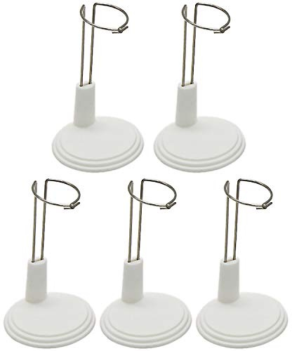POFET 5 Stück weißer verstellbarer Puppenständer für 6-8 Zoll amerikanische Puppen und Babypuppen Displayhalter