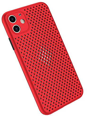 Rdyi6ba8 Cover per iPhone 11, Fotocamera Protezione Completa Ultra Leggero Morbido Silicone TPU Traspirante Mesh Design Protettiva Case per iPhone 11 - Rosso
