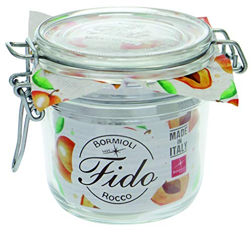 Weck Bormioli Rocco 58298 Fido Lot de 6 bocaux avec joints en caoutchouc, bocaux à dessert, pots à confiture 350 ml