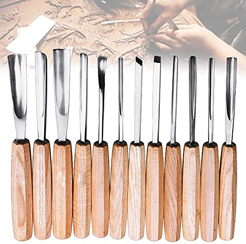 Holzschnitzerei Werkzeug Set, Holz Schnitzerei Handmeißel Set, Stechbeitelsatz Holzschnitzerei Hand Meißel Werkzeug, 12 Pcs DIY Handwerk Schnitzmesser Für Tischler, DIY Holz Craft Anfänger