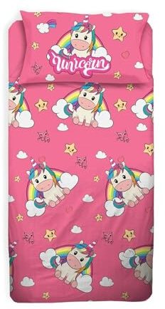 hermet Unicorno, Lenzuolo Letto Singolo Bambina, Completo Letto, Rosa, Lenzuolo Sopra, Lenzuolo Con Angoli, Federa, 100 Percento Cotone, Lenzuola Cameretta