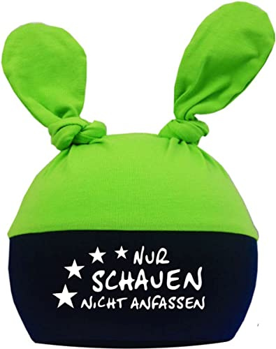 Kleiner Fratz Baby 2-Zipfelmütze Multicolor (Lime-Navy) (Gr. 1 (KU: 35-42)) Nur schauen Nicht anfassen