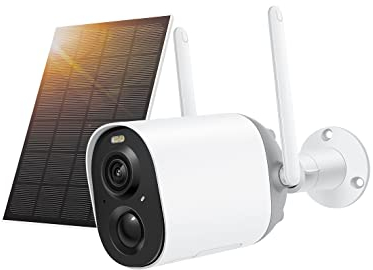 NETVUE Camera Solaire, Camera Surveillance WiFi Exterieure sans Fil à Batterie avec Panneau Solaire, Vision Nocturne Couleur FHD, PIR Détection Mouvement, IP65 Étanche et Audio Bidirectionnel
