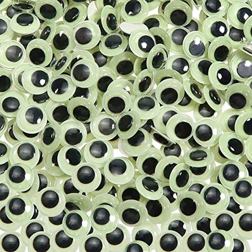 TOAOB 300 Stück Fluoreszierende Wackelaugen Selbstklebend Runde Schwarz Weiß 12mm Kunststoff Augen für Scrapbooking Kunsthandwerk Zubehör