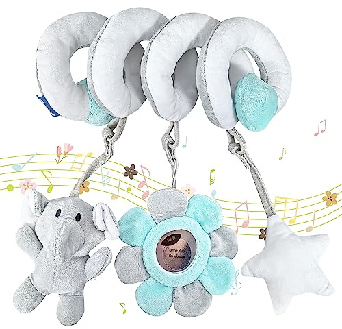 Spiral-Kinderwagen-Spielzeug für Babys, Baby-Autositz-Spielzeug, Baby-Spiralbett, Kinderwagen-Spielzeug, Autositz-Spielzeug für 0–12 Monate frühes Lernen, Spielstange, Neugeborenes Hängespielzeug