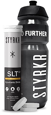 Styrkr Hydration Pack - SLT07 Citrus Electrolytes Tablets & 500ml Sports Water Bottle - 4X Higher Salts - Approved by Endurance Athletes - Advanced Quad-Blend Formulation