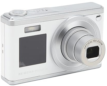 4K-Digitalkamera, 60 MP Digitale Videokamera mit 2,88-Zoll-IPS-Bildschirm, 10-facher Optischer Zoom, Kompakte Videokamera, Retro-Vlogging-Kamera, Integriertes Fülllicht (Weiß)