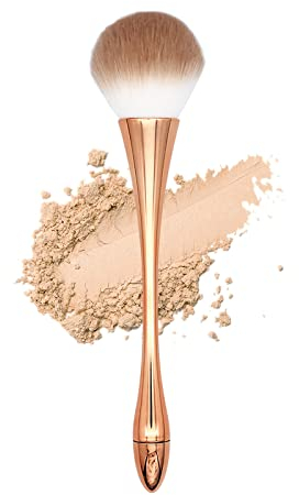 Pennello per cipria, pennello fard pennelli make up, pennello grande per il viso per cipria sciolta o pressata, pennello da trucco grande pennello bronzer con fibre di peluche (oro rosa)