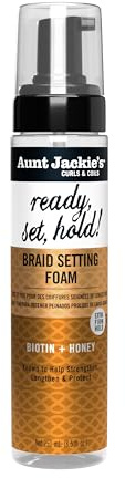 Aunt Jackie's Curls & Coils Braid + Twist Collection Ready, Set, Hold Braid Setting Foam with Extra Firm Hold, 8.5 fl oz