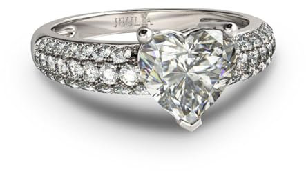 Jeulia Ring aus Sterlingsilber mit Herzschliff für Damen, Diamantband, Verlobungsversprechen, Jubiläumsringe mit seitlichen Steinen für sie, Teenager, Mädchen, Valentinstag (Silber, 66(21))