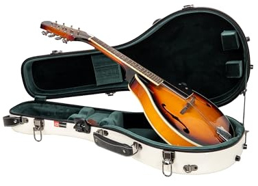 Crossrock Fiberglass A-Style Mandolin Case, with Accessory Compartment, Backpack Straps, TSA Lock-Milky White (CRF2020MAMW)