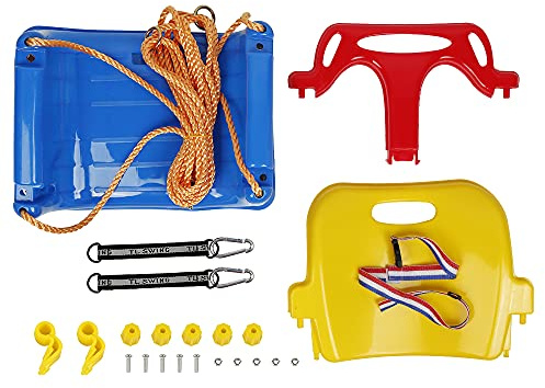 Balançoire,Balançoire pour Bébés, Balançoire Bébé Enfants 3 en 1, Siege Bebe Balancoire avec Dossier et Ceinture de Sécurité, Balançoire de Jardin pour bébé et Enfant (Bleu)