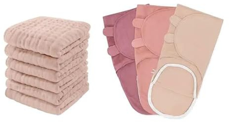 Comfy Cubs Baby Washcloths and Swaddle Blankets for Baby Girl & Boy Bundled
