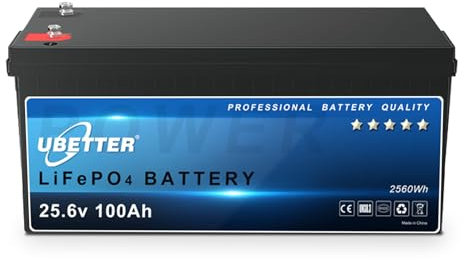 UBETTER 24V 100Ah LiFePO4 Batterie, integriertes 100A BMS, 2560Wh Lithium Batterie, 10 Jahre Lebensdauer mit Klasse A LiFePO4 Zellen