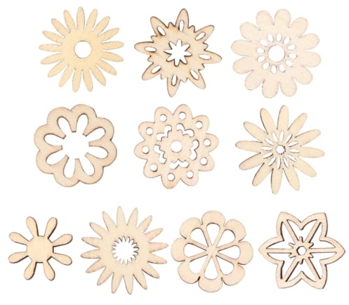 GLSTOY Holzscheiben Zum Basteln 100 Stück Blumen Und Sternform Natur Holzspäne Für Handwerk Dekoration Und Malen