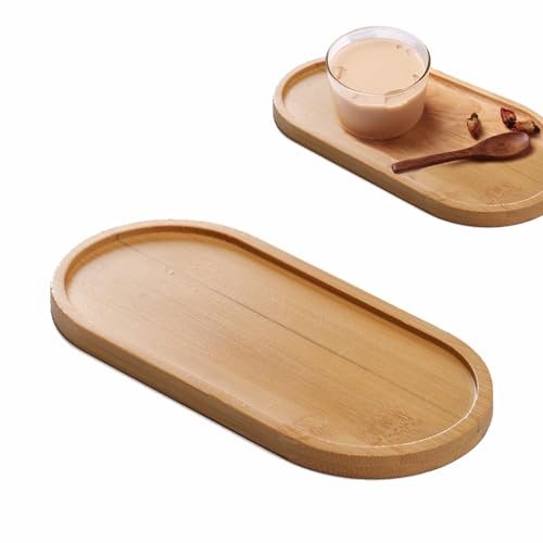Holz-Badetablett, kleines Holztablett, ovaler Seifenspender, Bambus-Badezimmer-Tablett, multifunktionales Waschbecken-Holztablett, für Sukkulenten, Waschtabletts, Grills, Desserts, Brot, Obst