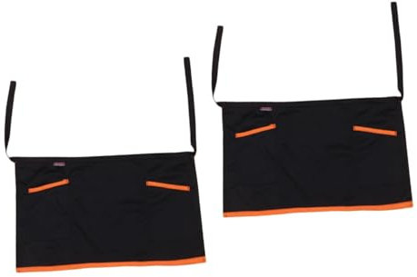 Amosfun 2St kurze schürzen mit taschen kitchen apron arbeitskittel Servierschürze Herrenschürze Kellnerschürze mit Taschen halbe Schürze mit Café-Schürzen Arbeitsschürzen Orange
