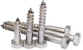 50x M8 x 60mm A2-304 Stainless Steel Coach Screw Hex Hexagon Head Wood Screws Lag Bolts Wood Masonry Brick Concrete Wall Fixing Lag Screw Bolts for Fencing Aerial Shelves