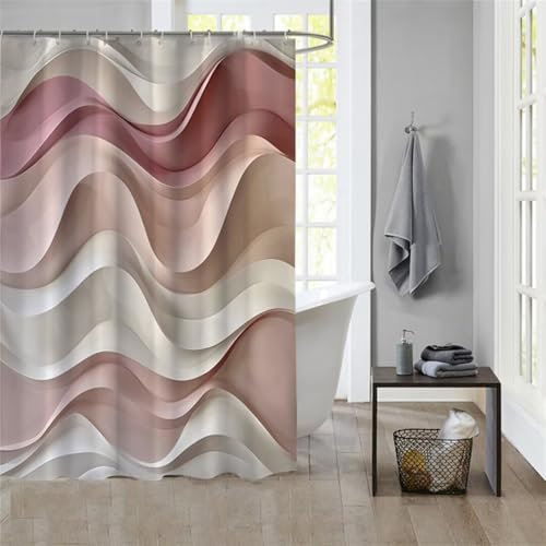 Duschvorhang Pink 150x180cm Beschwerter Saum Wasserdicht Duschvorhänge Waschbar Stoff Shower Curtains Mit Ösen Duschvorhangringe Faltbarer Bad Curtain Badewanne Badezimmer Vorhang Gardinen 1070