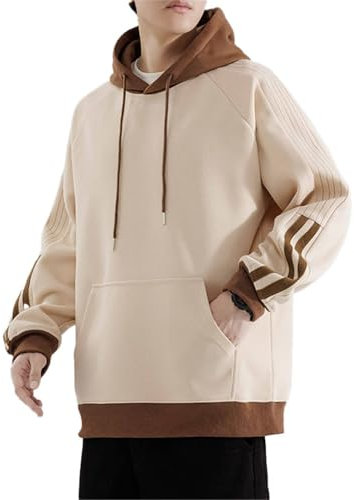 Seiizaa Sudadera con Capucha de otoño e Invierno, Ropa de Abrigo Informal Gruesa, Holgada-Brown-S