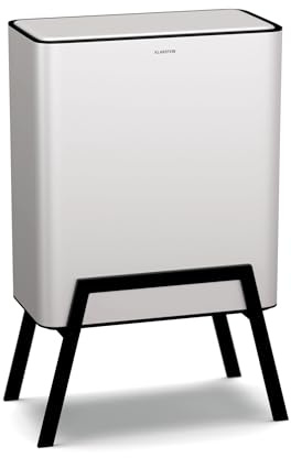 KLARSTEIN Yuma Cubos de Basura - 30L con Filtro de Olores, Cubo Interior Extraíble, Pulsador, Diseño Elegante, Contenedor de Cocina, Blanco
