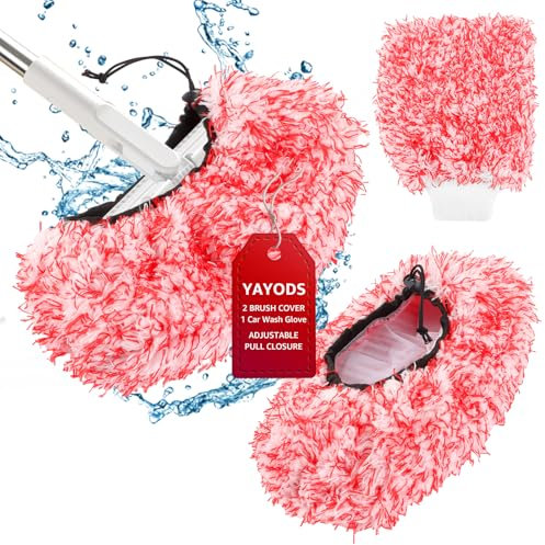 YAYODS Lot de 3 housses de brosse de qualité supérieure avec gant de toilette pour voiture - 31 x 21 cm - Housse de brosse de lavage particulièrement douce en microfibre ultra douce - Brosse de lavage
