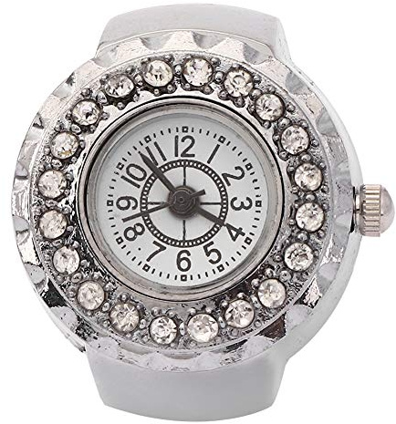 lvifloae Ringuhr, glänzender -Quarz für Damen, Weiß, Schwarz, Silber, rundes Zifferblatt, lässig, weiblich, Legierung, 24 mm, dehnbar, angenehm zu tragen