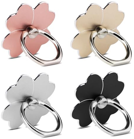 4pc-Cell Phone Ring Stand,Cell Phone Ring Holder Flower,360 Rotate and 180°Angle Adjustable Metal Finger Ring Socket Grip Kickstand for Smartphones