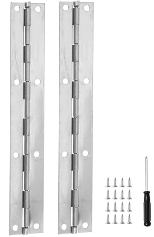 2 PCS 150mm Stainless Steel Continuous Hinge with Holes, Continuous and Piano Hinges, Heavy Duty Polished Piano Hinges with Holes for Pianos, Cabinet Doors, Boats(with 16 Screws and Screwdriver)