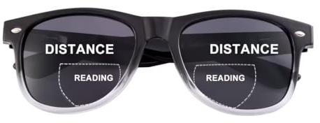 SKYWAY Bifokale Lesesonnenbrille Damen Herren, Modische Klassische Lesebrille mit Federscharnier (Schwarzer Farbverlauf, 2.5 Dioptrien)
