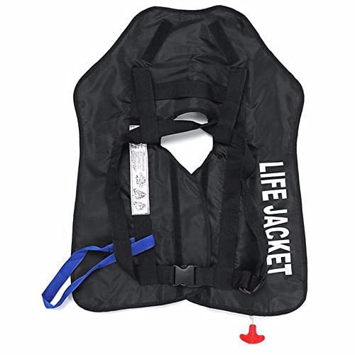 Schwimmweste Automatik Erwachsene, Auftriebsweste Aufblasbare Rettungsweste Kajak Schwimmhilfe Sicherheitsjacke Kajakweste Für SUP Paddling Board Bootfahren Wassersport Schnorchelweste,Black-one Size