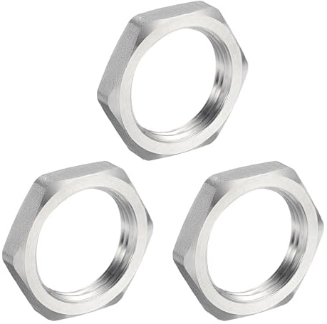 QUARKZMAN 3Pcs Raccordi in Ghisa Dado Esagonale, 304 Acciaio Inossidabile Dado Esagonale PT 1 Filettatura Femmina per Idraulica Fissaggio, Pulizia Acqua e Sottocarro, 1.61x0.31(ODxT)